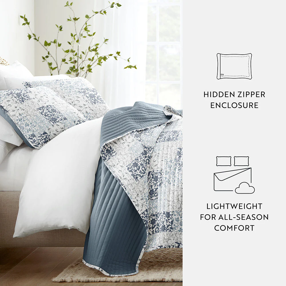 Scrolled Patchwork Reversible Quilted Coverlet Set (Sale) - Image 18