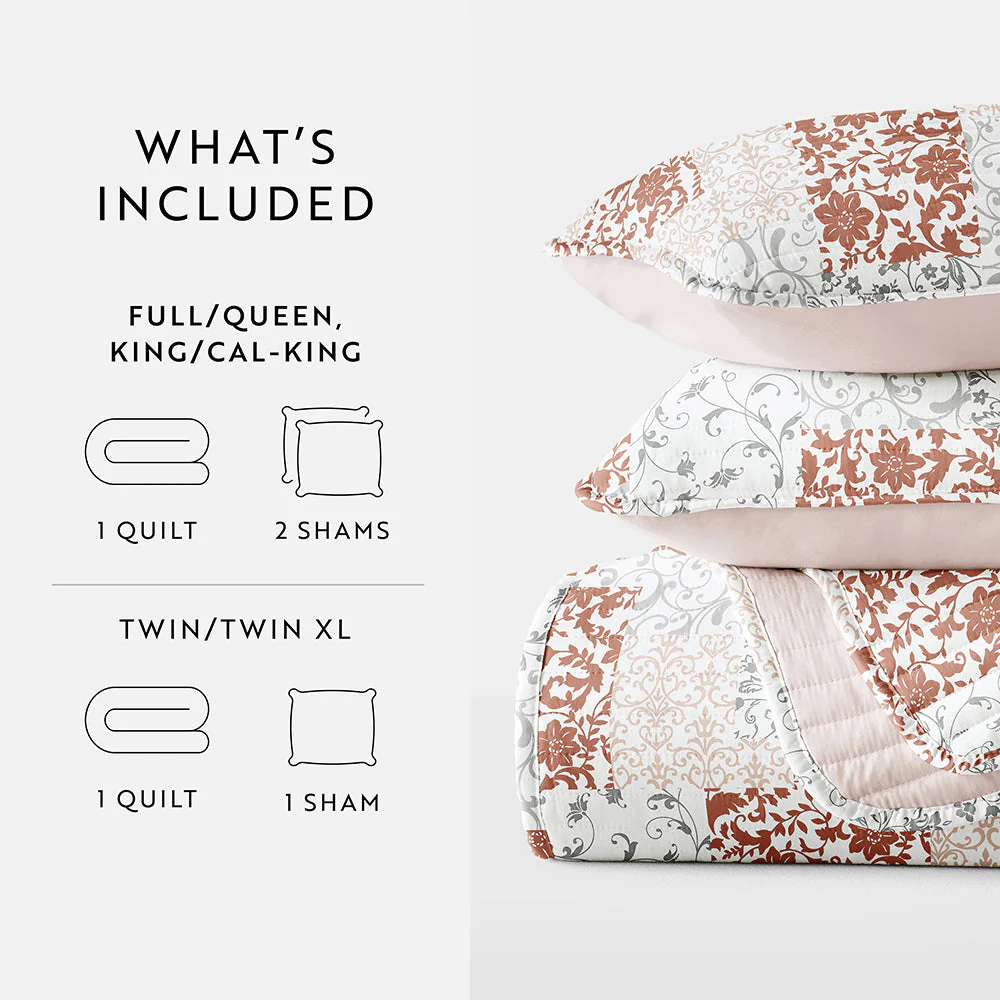 Scrolled Patchwork Reversible Quilted Coverlet Set (Sale) - Image 25