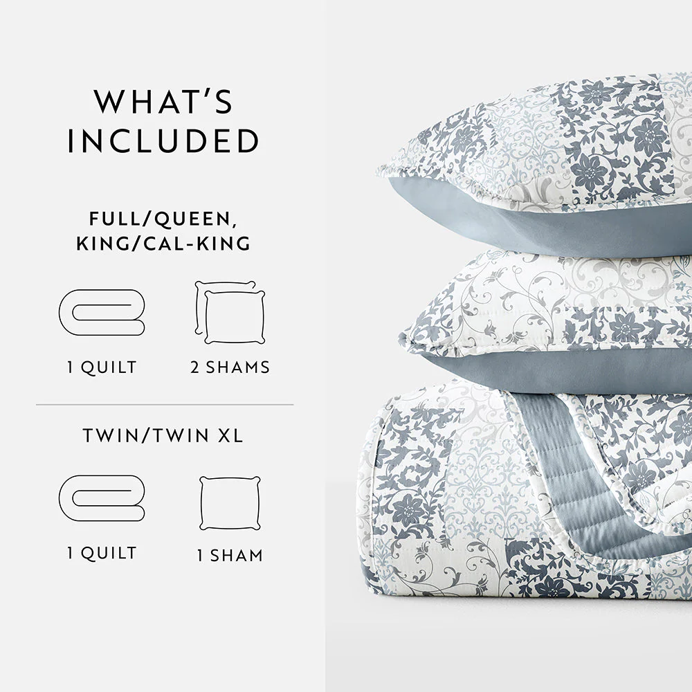 Scrolled Patchwork Reversible Quilted Coverlet Set (Sale) - Image 27