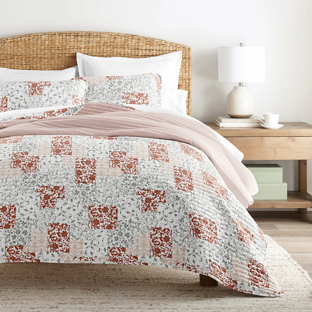 Scrolled Patchwork Reversible Quilted Coverlet Set (Sale) - Image 7