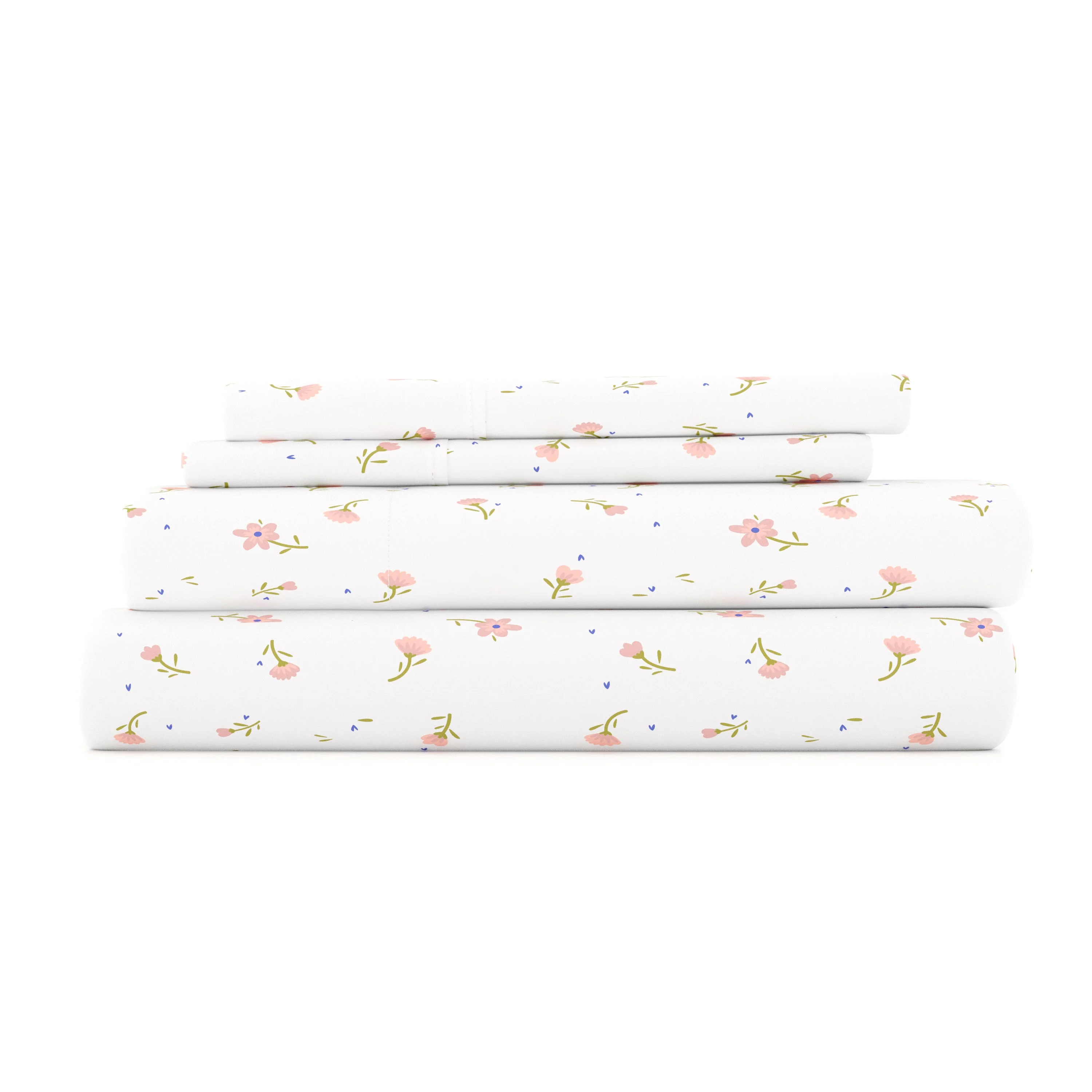 Soft Floral Pattern 4-Piece Sheet Set (Sale)
