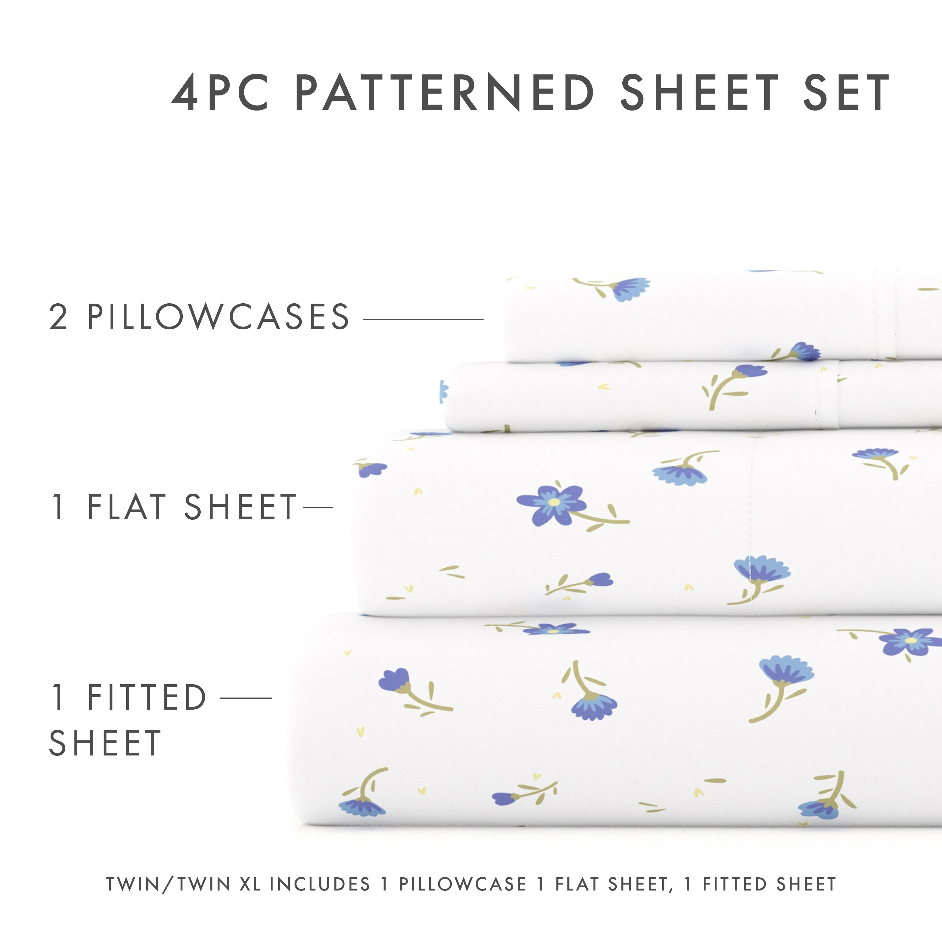 Soft Floral Pattern 4-Piece Sheet Set (Sale) - Image 10
