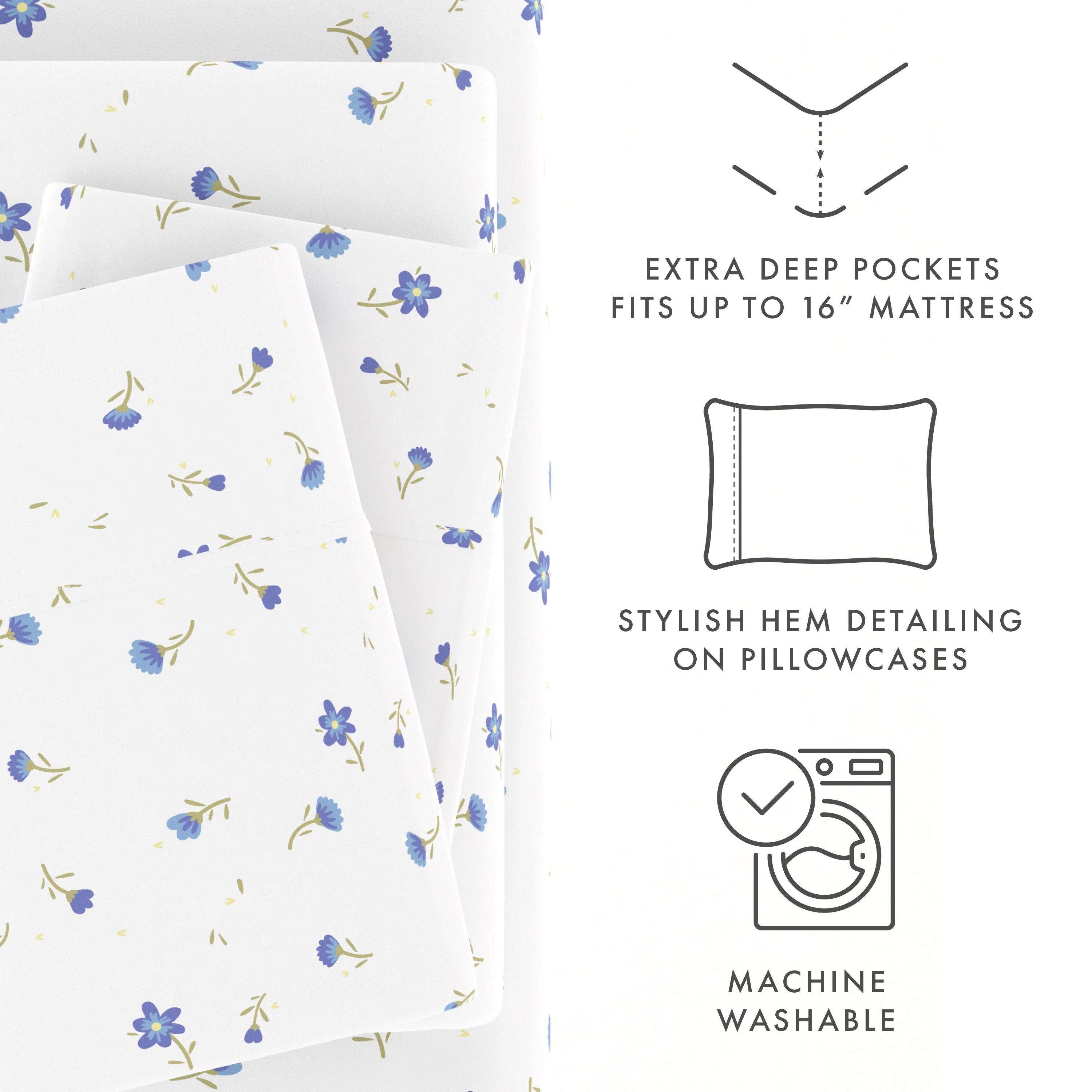 Soft Floral Pattern 4-Piece Sheet Set (Sale) - Image 14