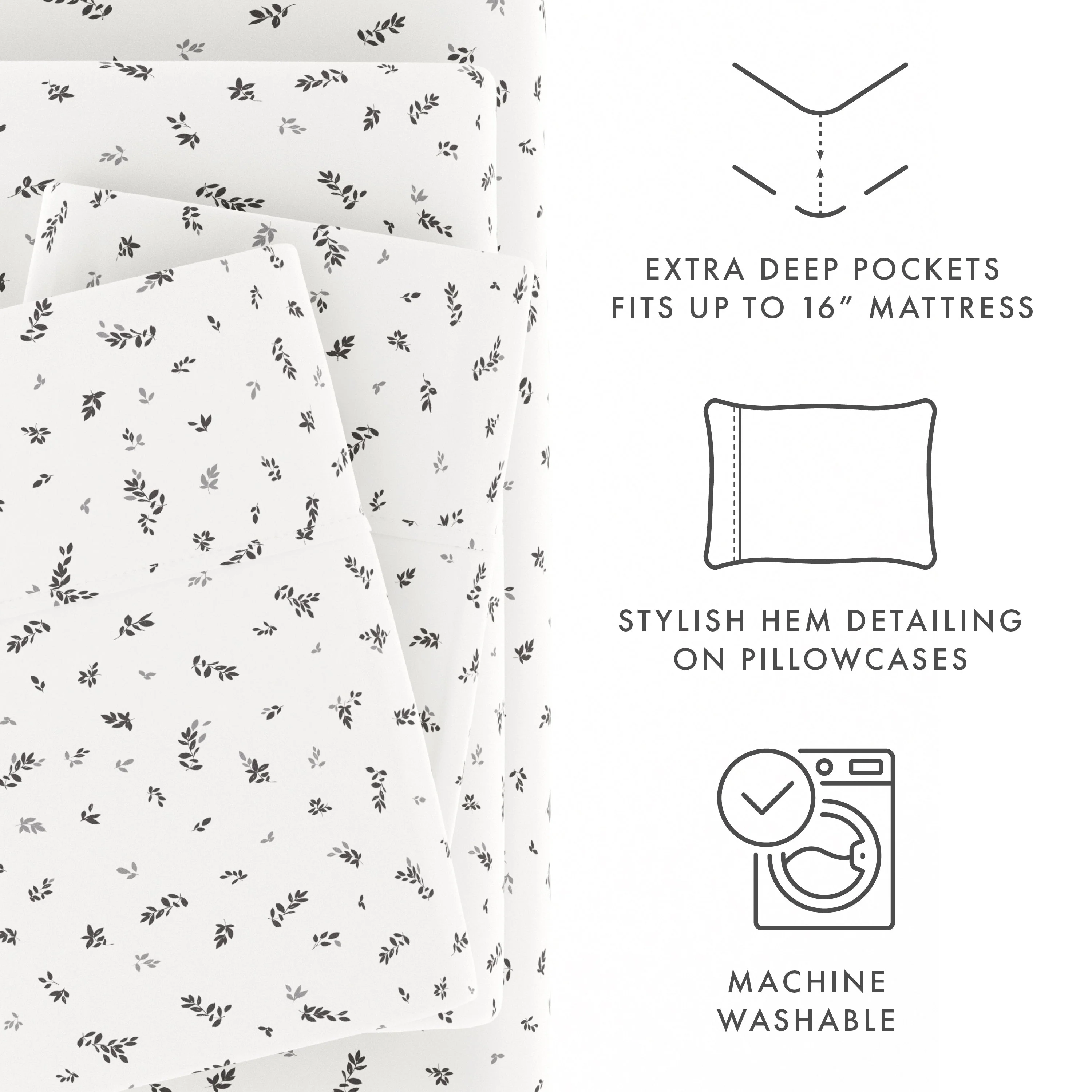 Spotted Leaves Pattern 4-Piece Sheet Set (Sale) - Image 7