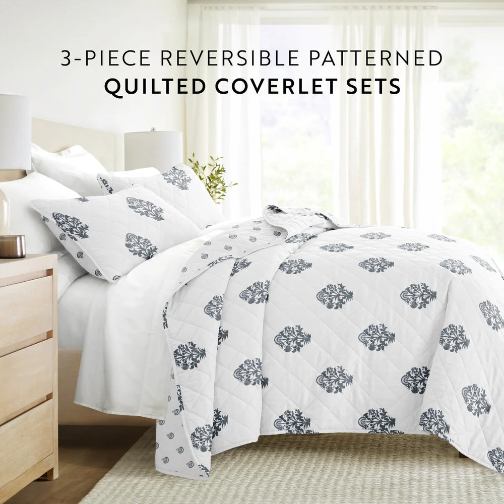 Stamped Bloom Reversible Quilted Coverlet Set (Sale) - Image 8