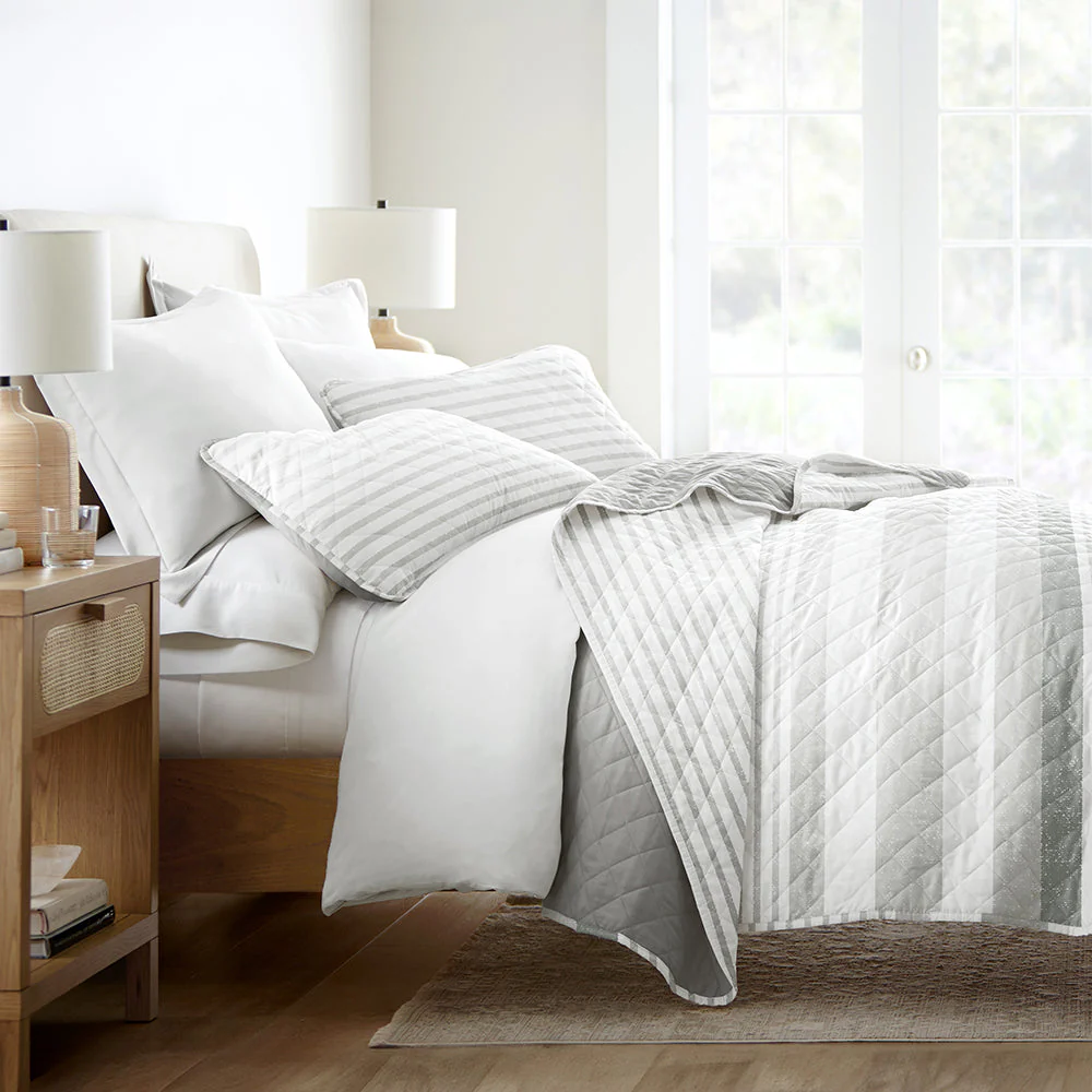Summer Stripes Reversible Quilted Coverlet Set (Sale)