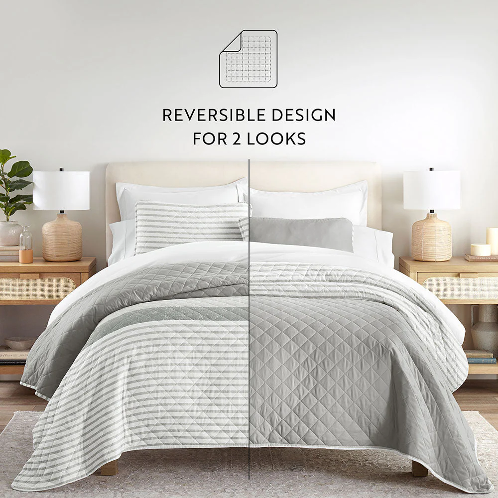 Summer Stripes Reversible Quilted Coverlet Set (Sale) - Image 5