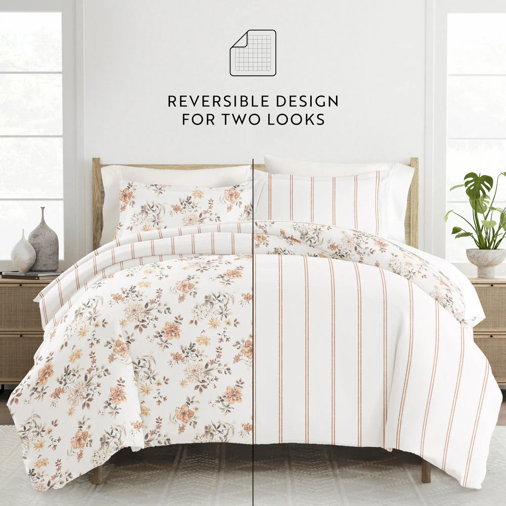 Sunset Garden Pattern 3-Piece Reversible Duvet Cover Set (Sale) - Image 12