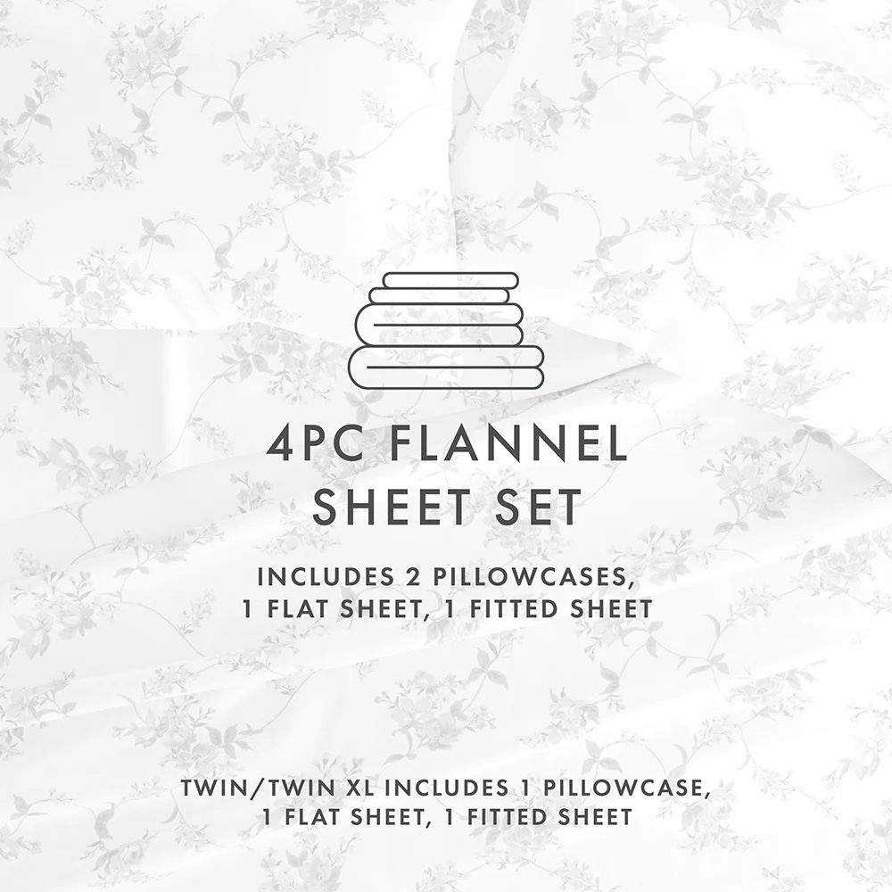 Sylvan Rose 4-Piece Flannel Sheet Set (Sale) - Image 5