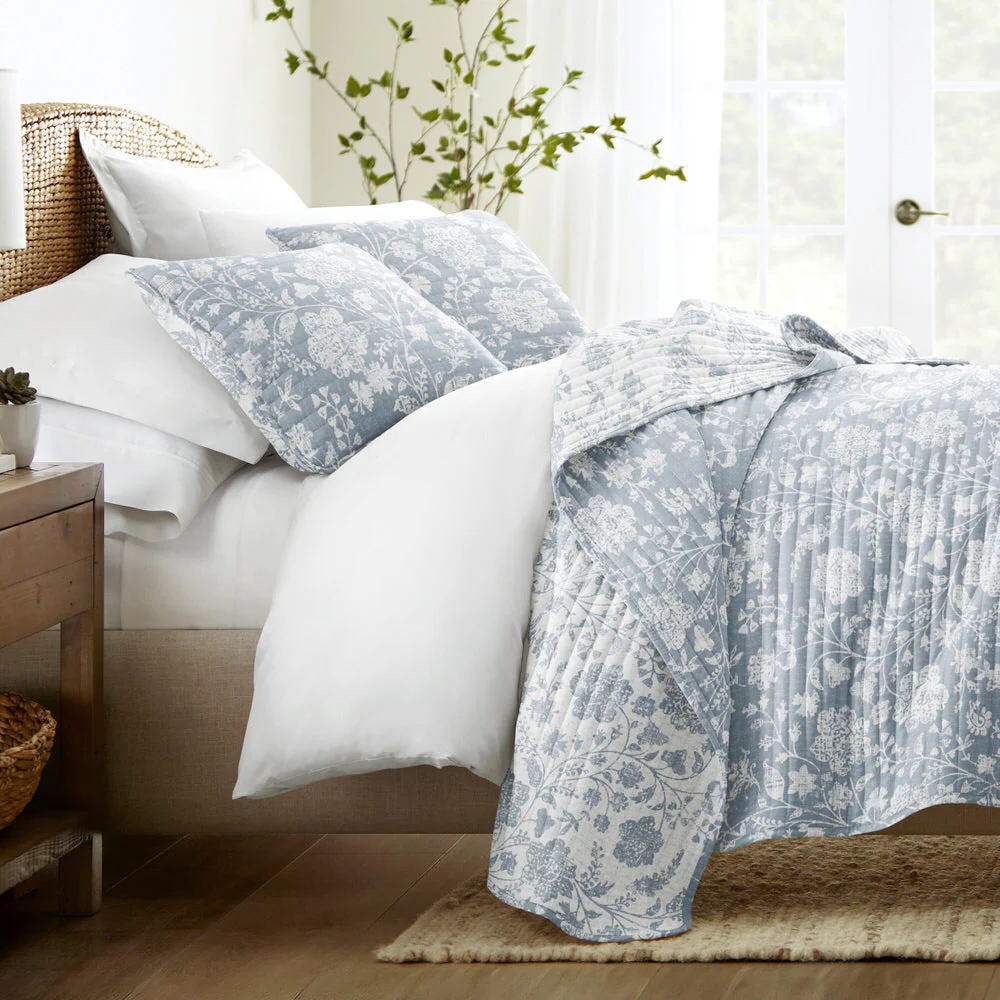 Textured Floral Reversible Quilted Coverlet Set (Sale) - Image 2