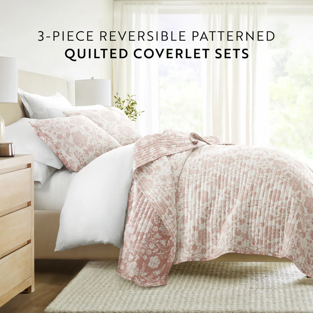 Textured Floral Reversible Quilted Coverlet Set (Sale) - Image 24