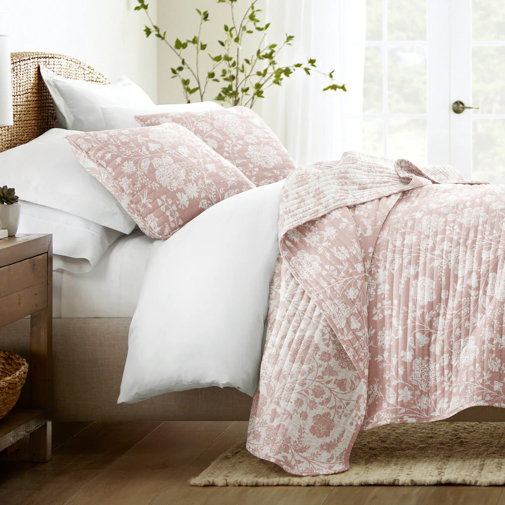Textured Floral Reversible Quilted Coverlet Set (Sale) - Image 3