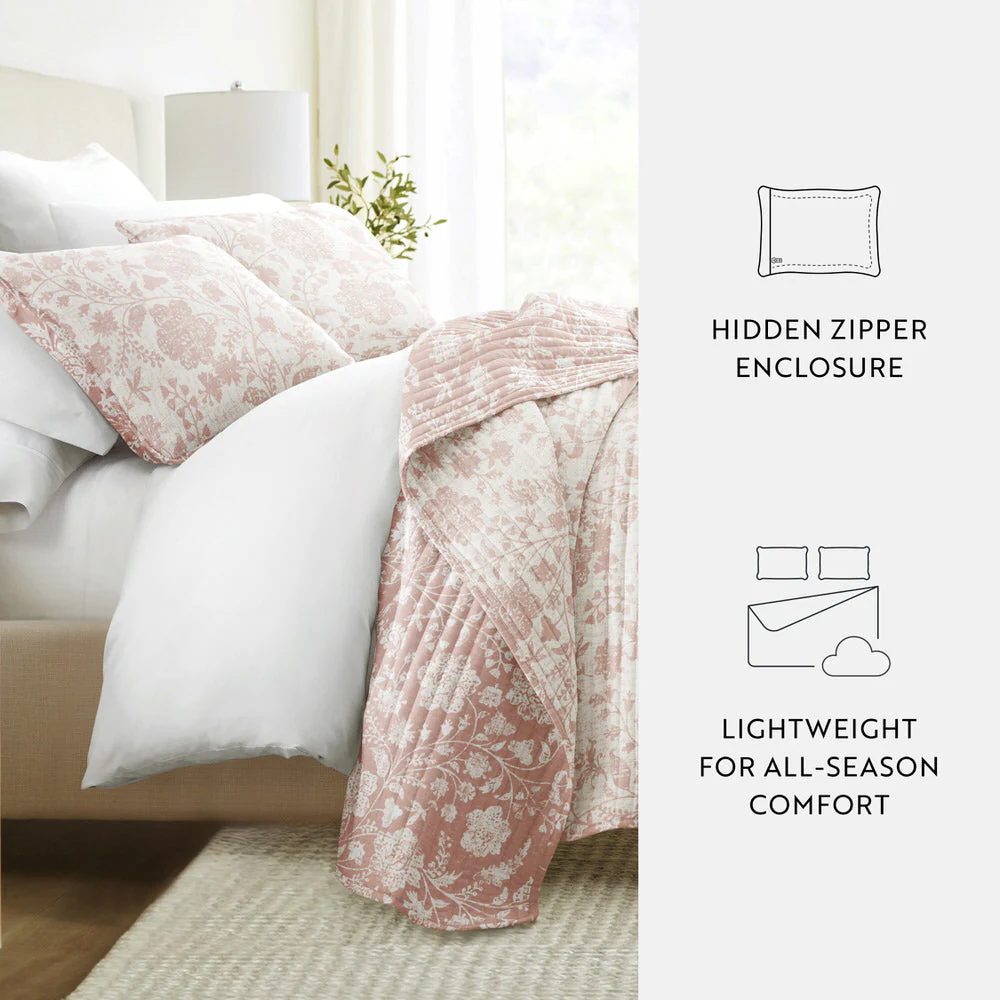 Textured Floral Reversible Quilted Coverlet Set (Sale) - Image 30