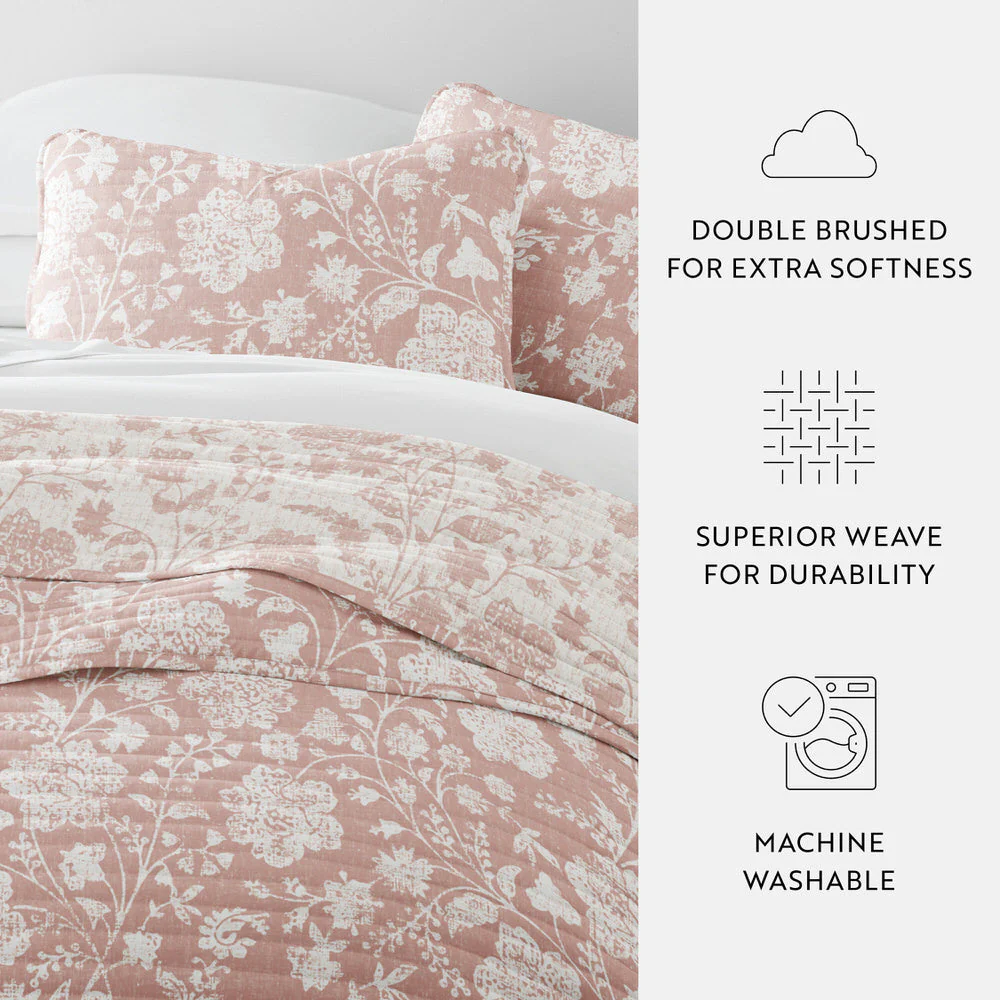 Textured Floral Reversible Quilted Coverlet Set (Sale) - Image 33