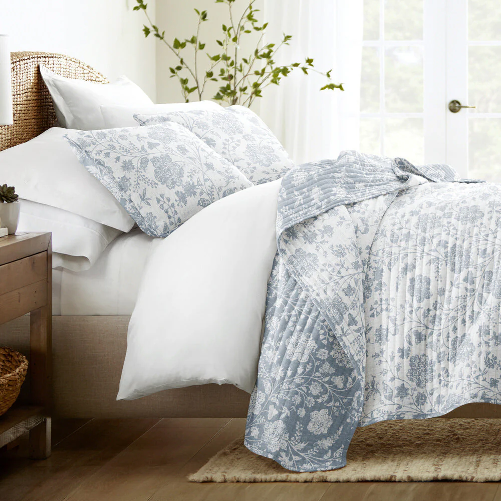 Textured Floral Reversible Quilted Coverlet Set (Sale) - Image 5