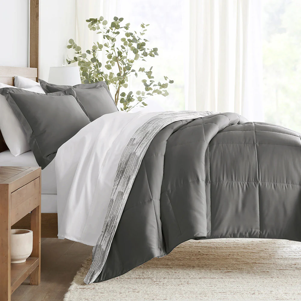 Textured Stripe Reversible Down-Alternative Comforter Set (Sale) - Image 2
