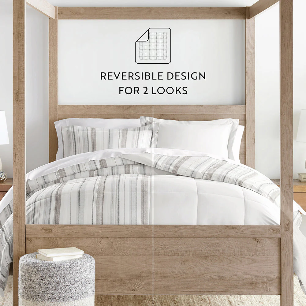 Vertical Stripe Reversible Down-Alternative Comforter Set (Sale) - Image 10
