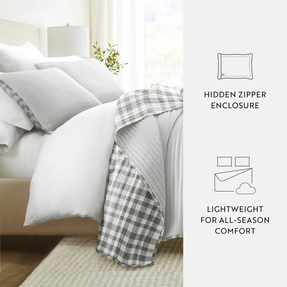 Watercolor Plaid Reversible Quilted Coverlet Set (Sale) - Image 10