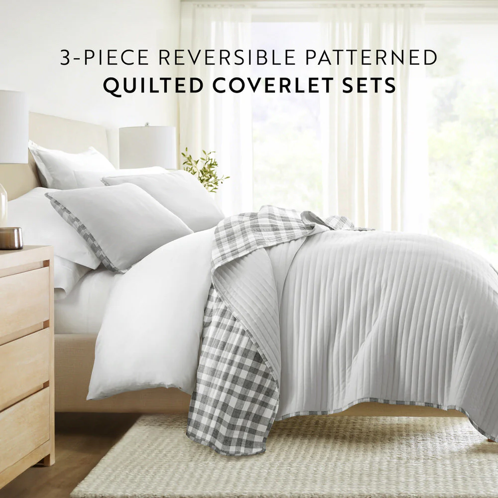 Watercolor Plaid Reversible Quilted Coverlet Set (Sale) - Image 7