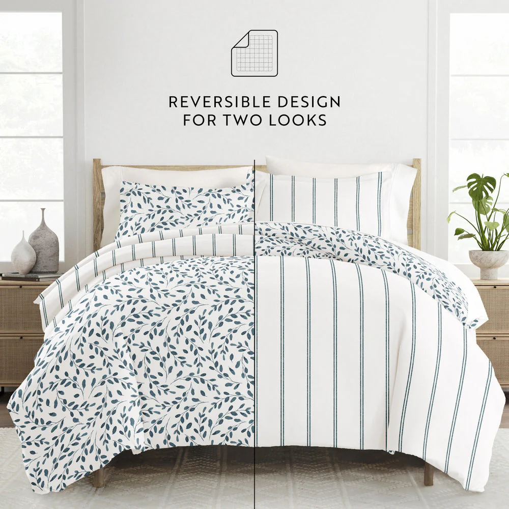 Watercolor Vines Pattern 3-Piece Reversible Duvet Cover Set (Sale) - Image 12