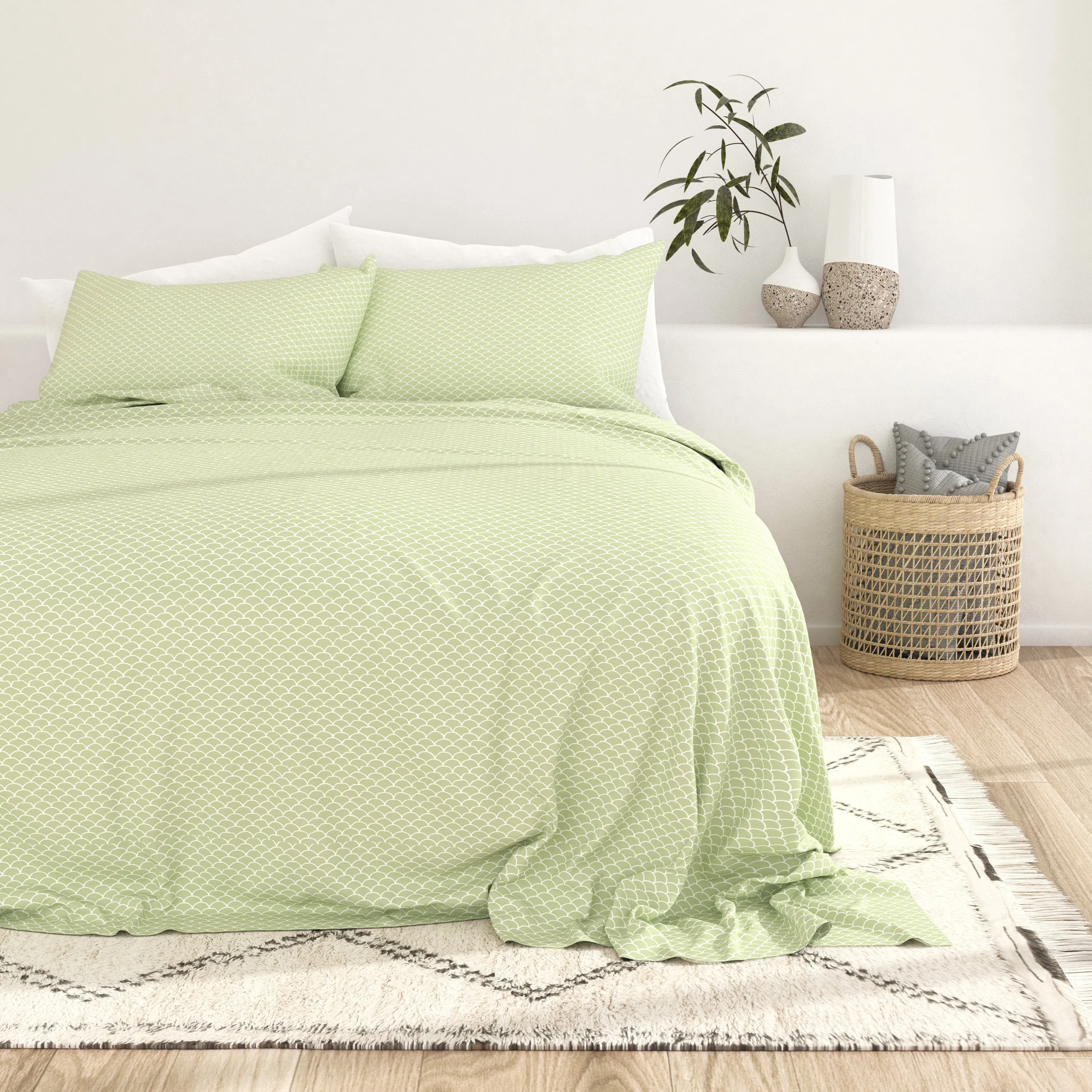 Scallops Pattern 4-Piece Sheet Set - Sale - Image 9