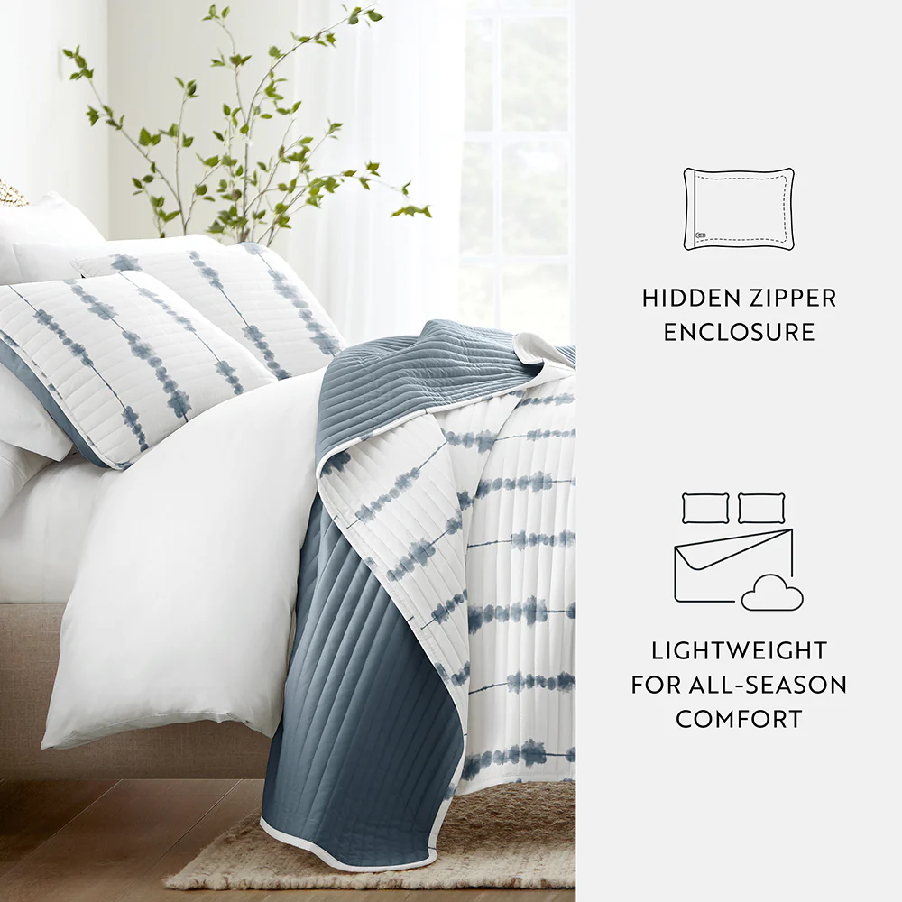 Shibori Reversible Quilted Coverlet Set - Sale - Image 6