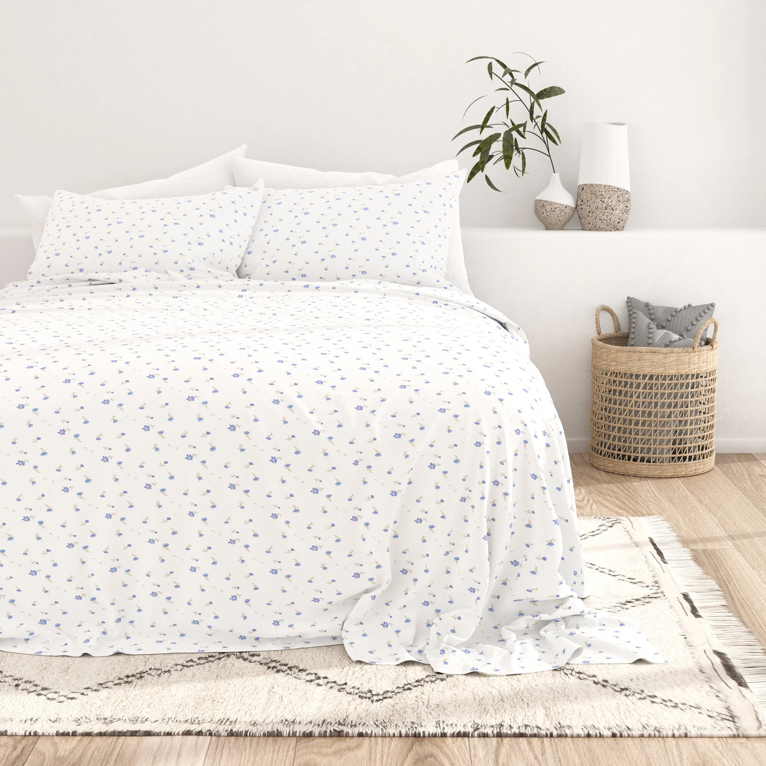 Soft Floral Pattern 4-Piece Sheet Set - Image 6