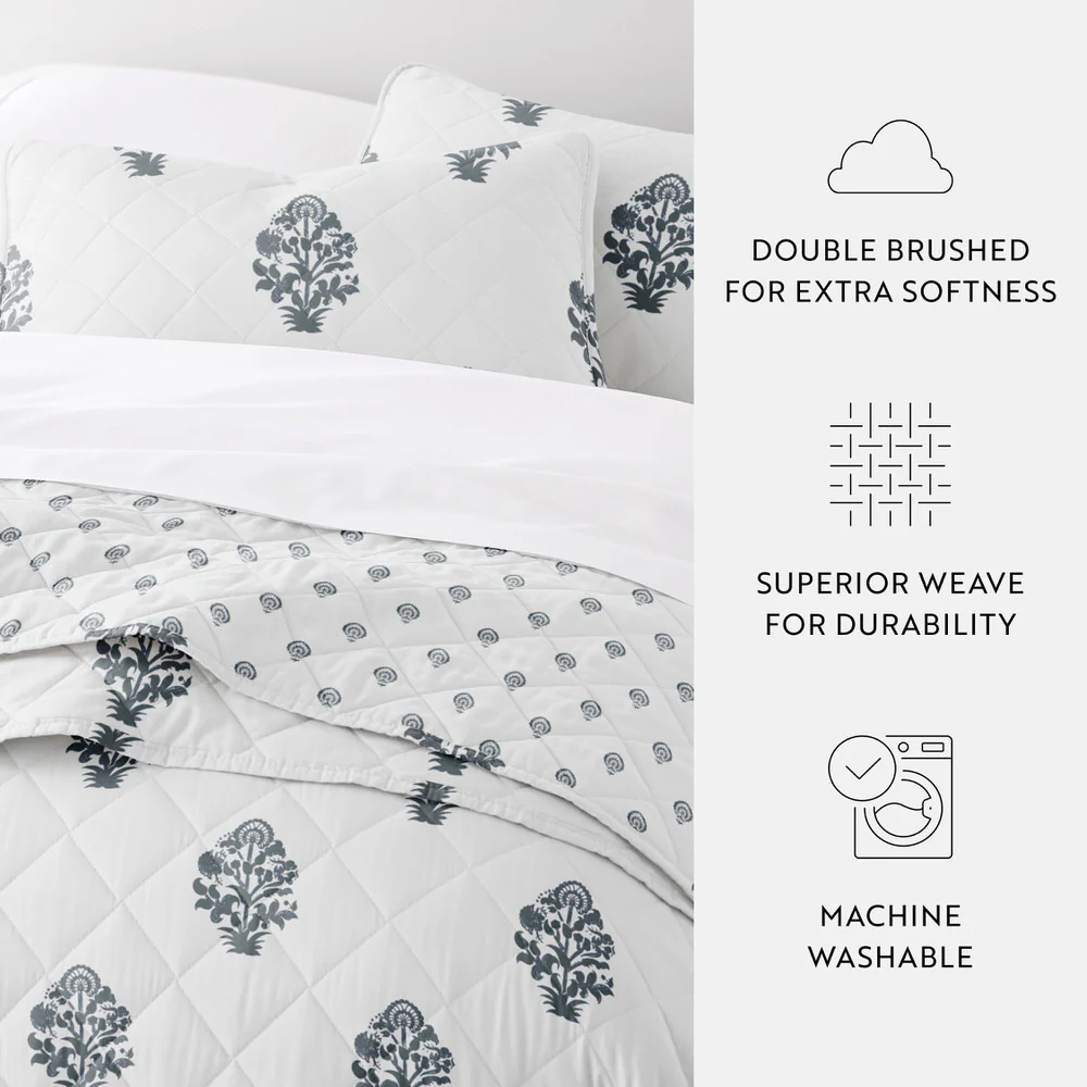 Stamped Bloom Reversible Quilted Coverlet Set - Image 11
