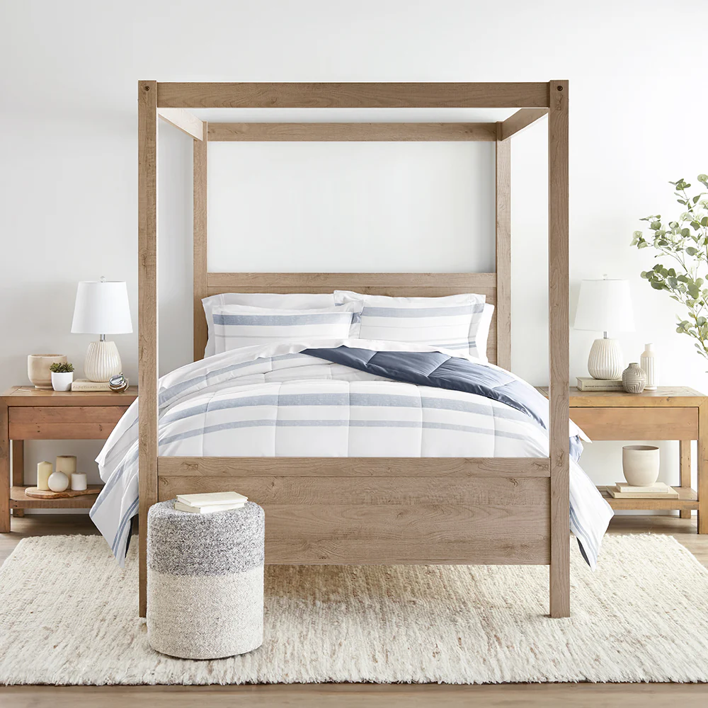 Stitched Stripe Reversible Down-Alternative Comforter Set - Image 10
