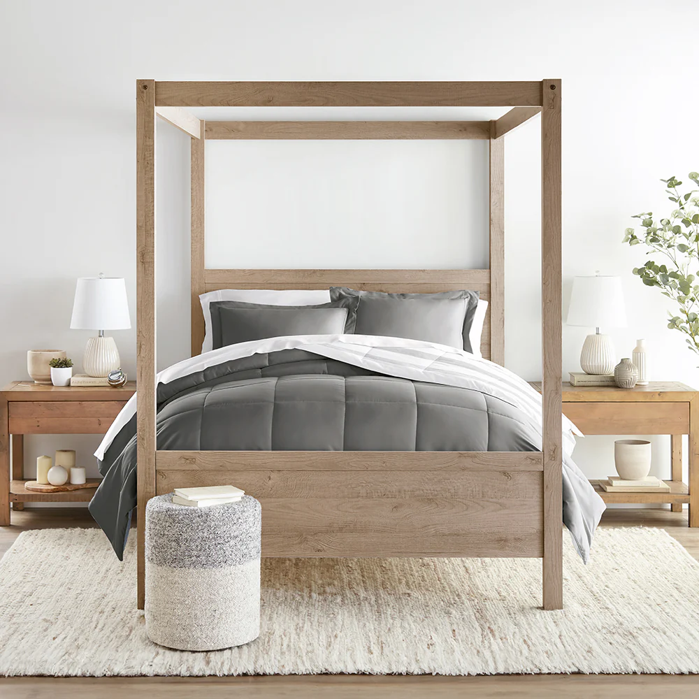 Stitched Stripe Reversible Down-Alternative Comforter Set - Image 11