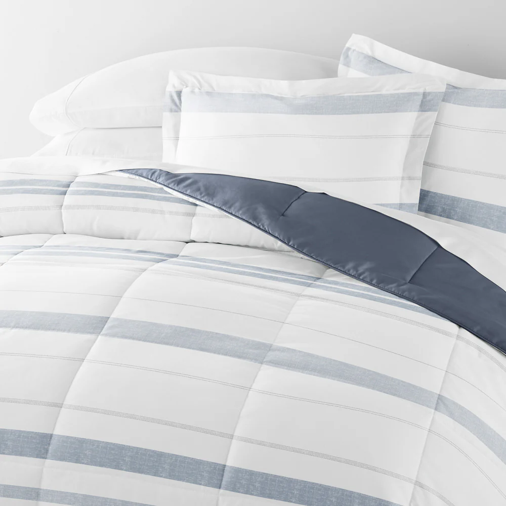 Stitched Stripe Reversible Down-Alternative Comforter Set - Image 14