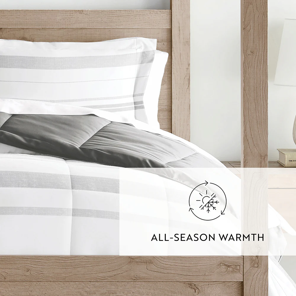 Stitched Stripe Reversible Down-Alternative Comforter Set - Image 19