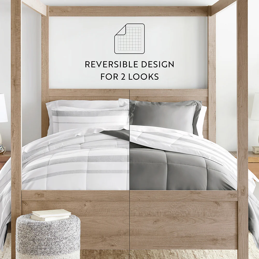 Stitched Stripe Reversible Down-Alternative Comforter Set - Image 23