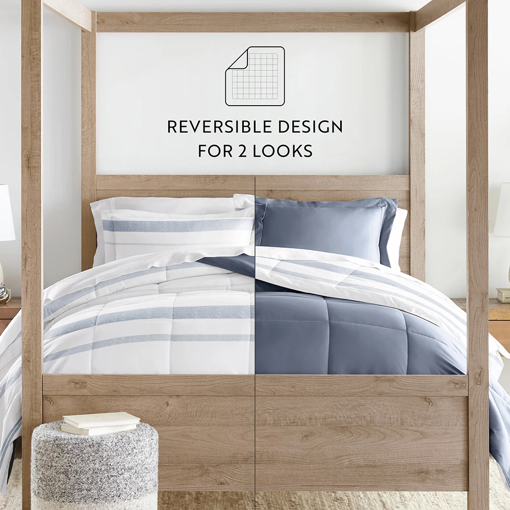 Stitched Stripe Reversible Down-Alternative Comforter Set - Image 24