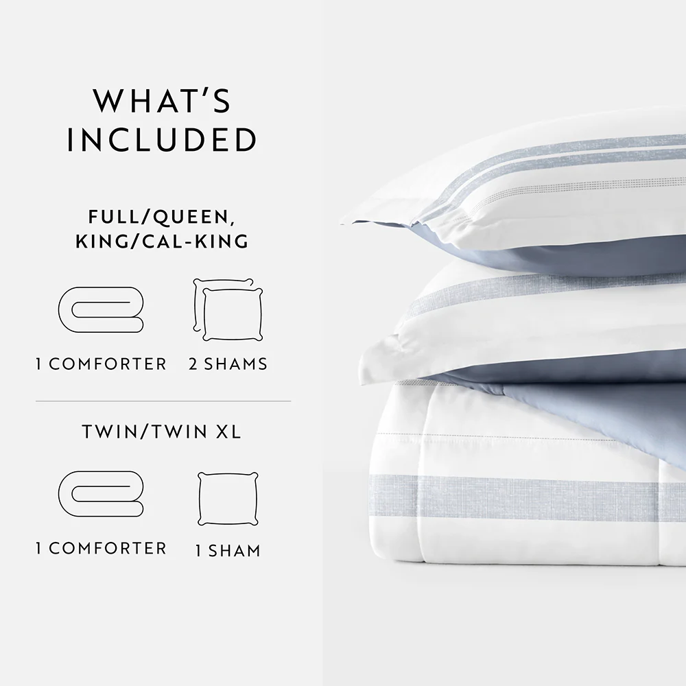 Stitched Stripe Reversible Down-Alternative Comforter Set - Image 28