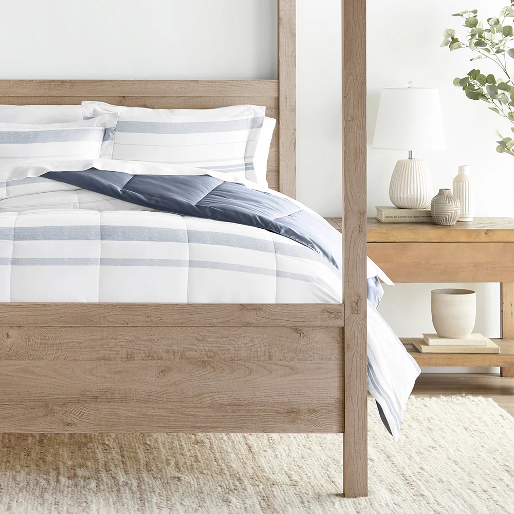 Stitched Stripe Reversible Down-Alternative Comforter Set - Image 6