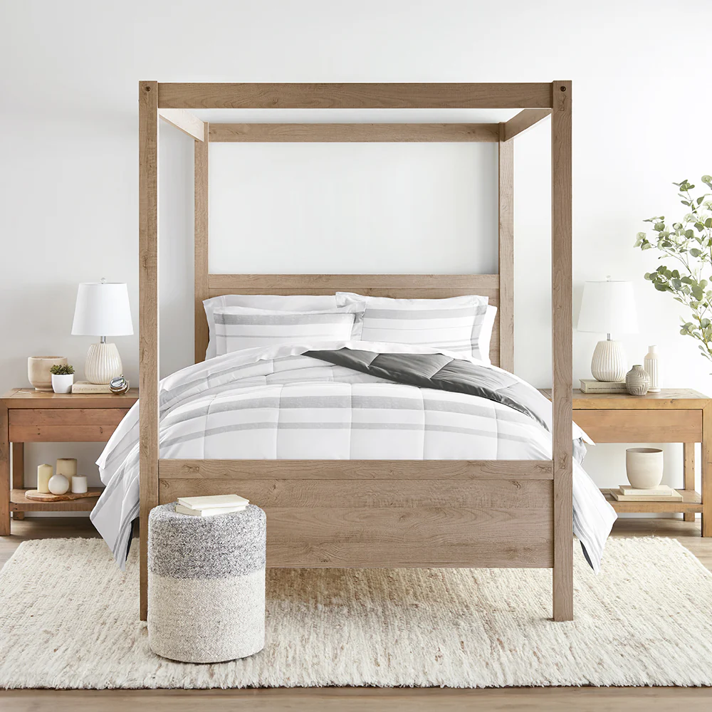 Stitched Stripe Reversible Down-Alternative Comforter Set - Image 9