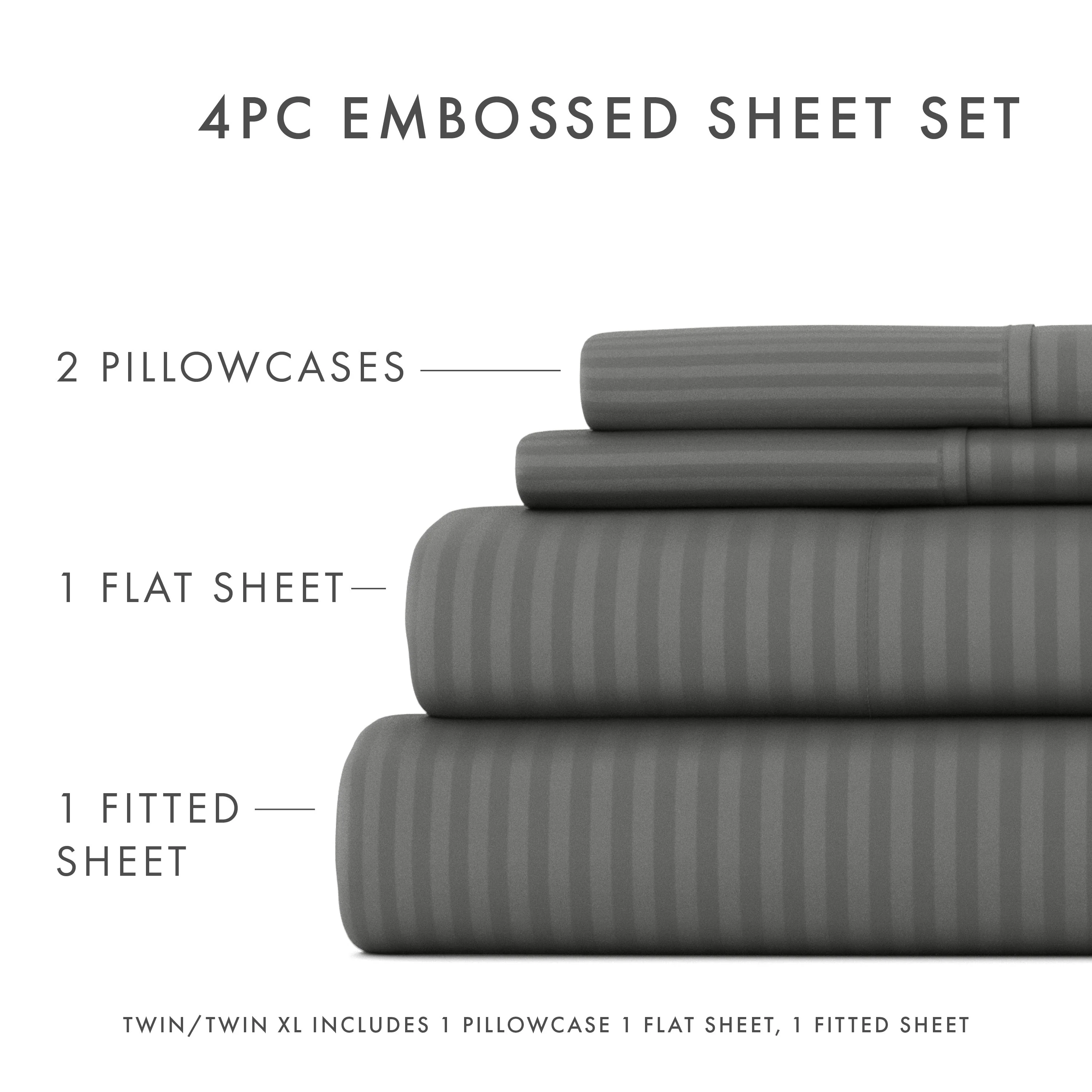 Striped Embossed 4-Piece Sheet Set - Sale - Image 28