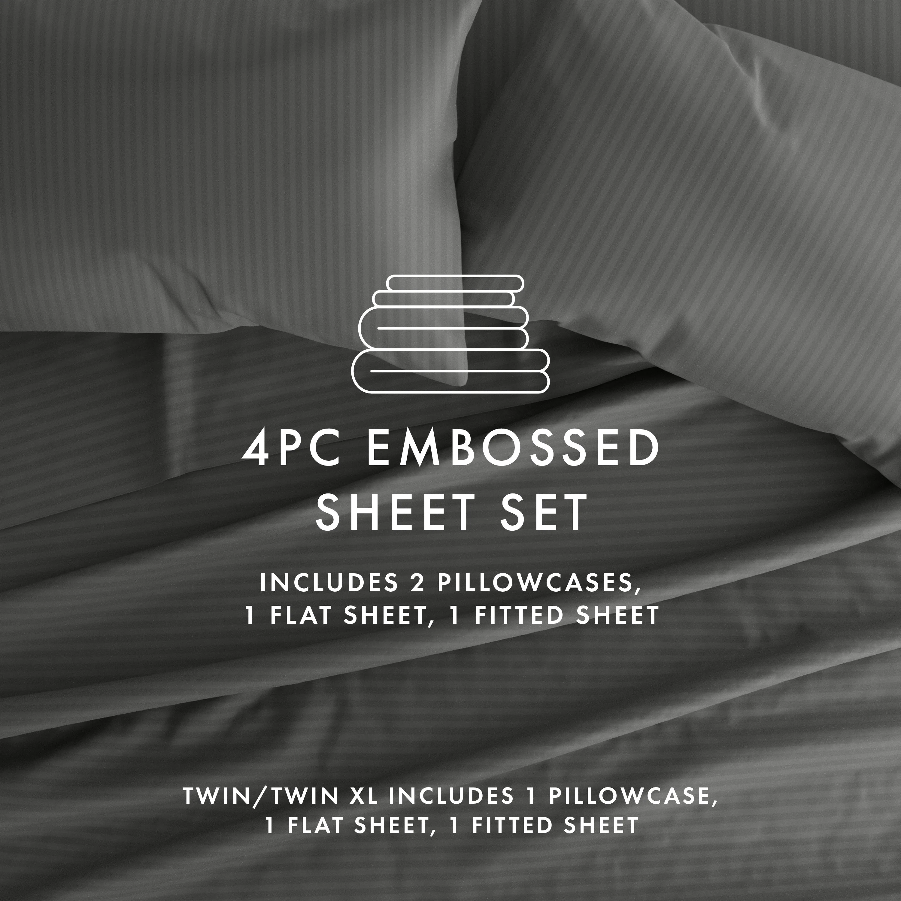 Striped Embossed 4-Piece Sheet Set - Sale - Image 40