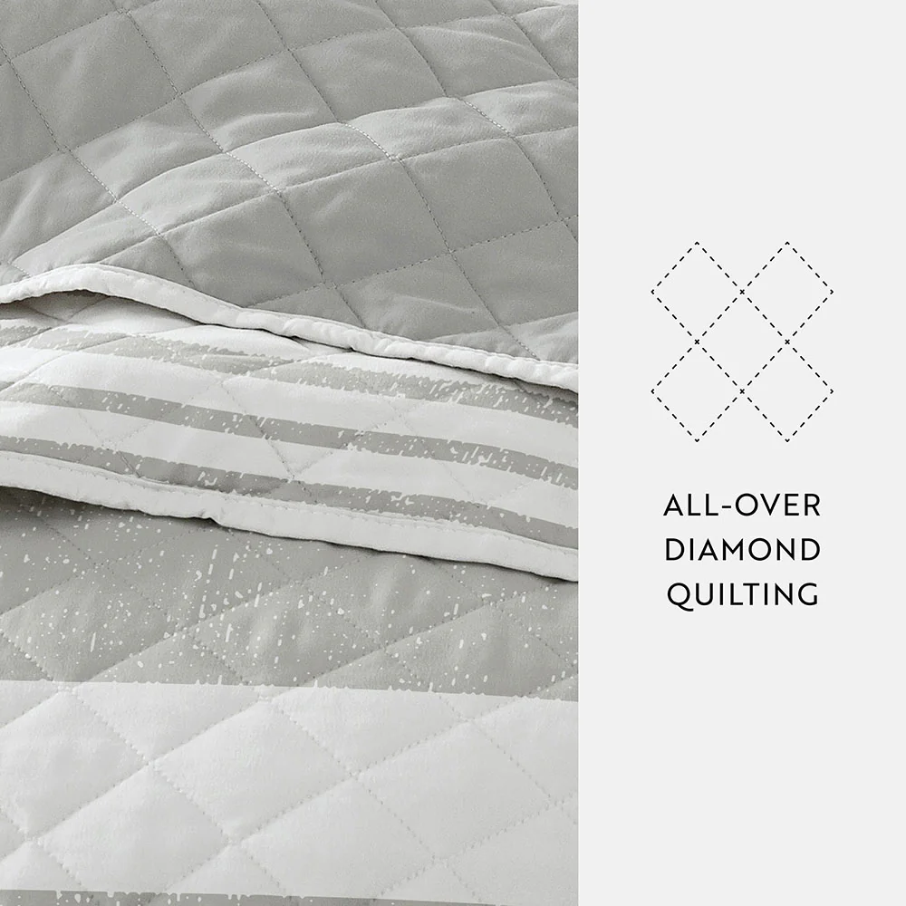 Summer Stripes Reversible Quilted Coverlet Set - Image 7