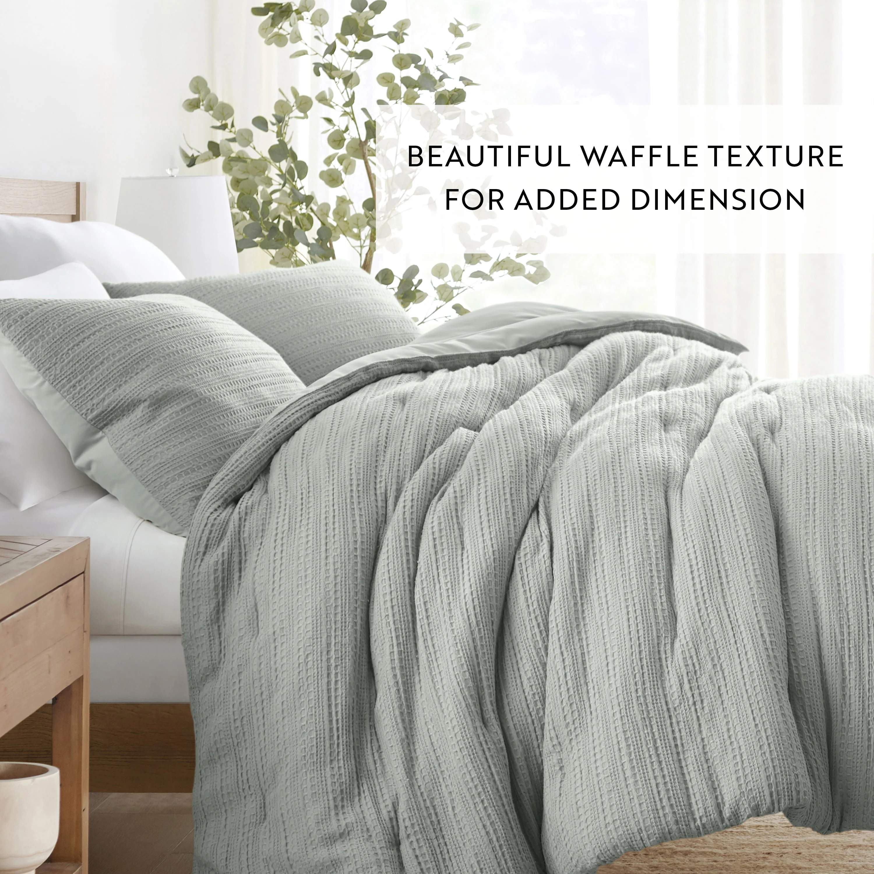 Waffle Textured Down-Alternative Comforter Set - Image 64