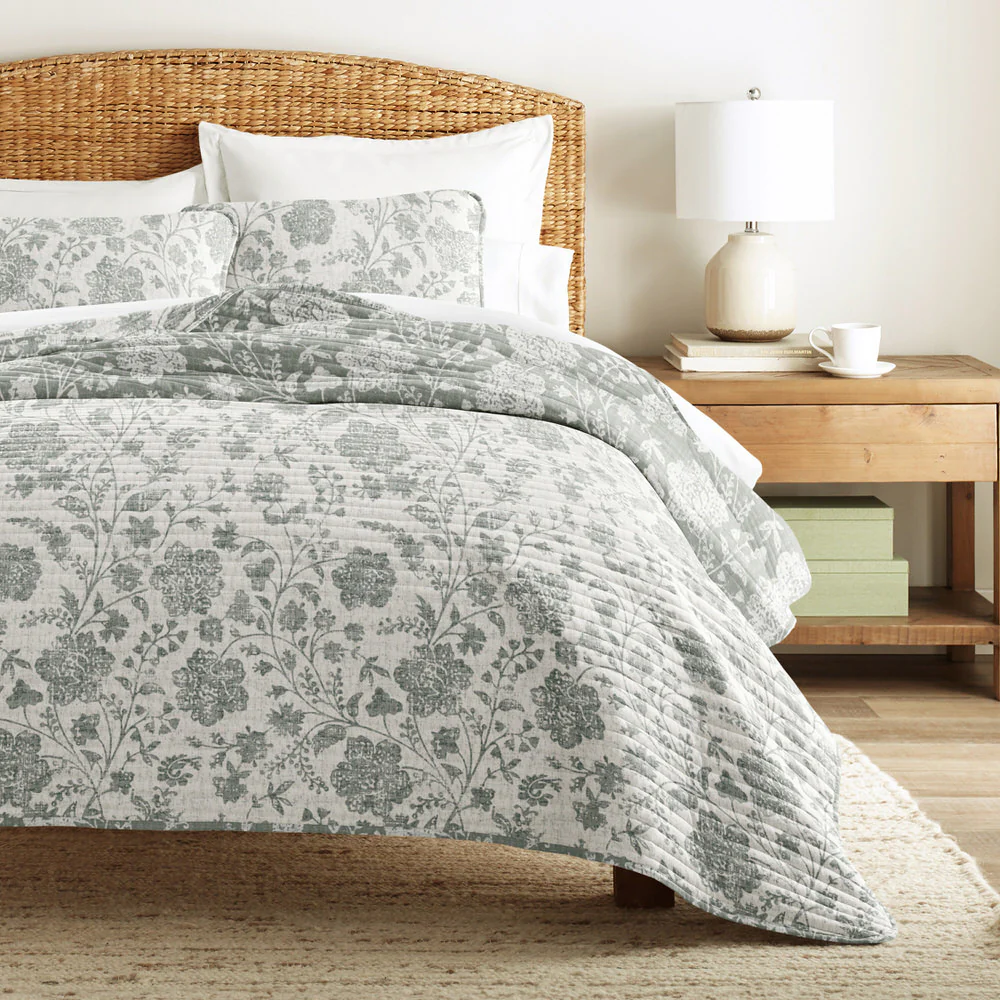 Textured Floral Reversible Quilted Coverlet Set - Image 10