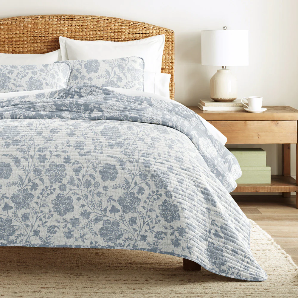 Textured Floral Reversible Quilted Coverlet Set - Image 11