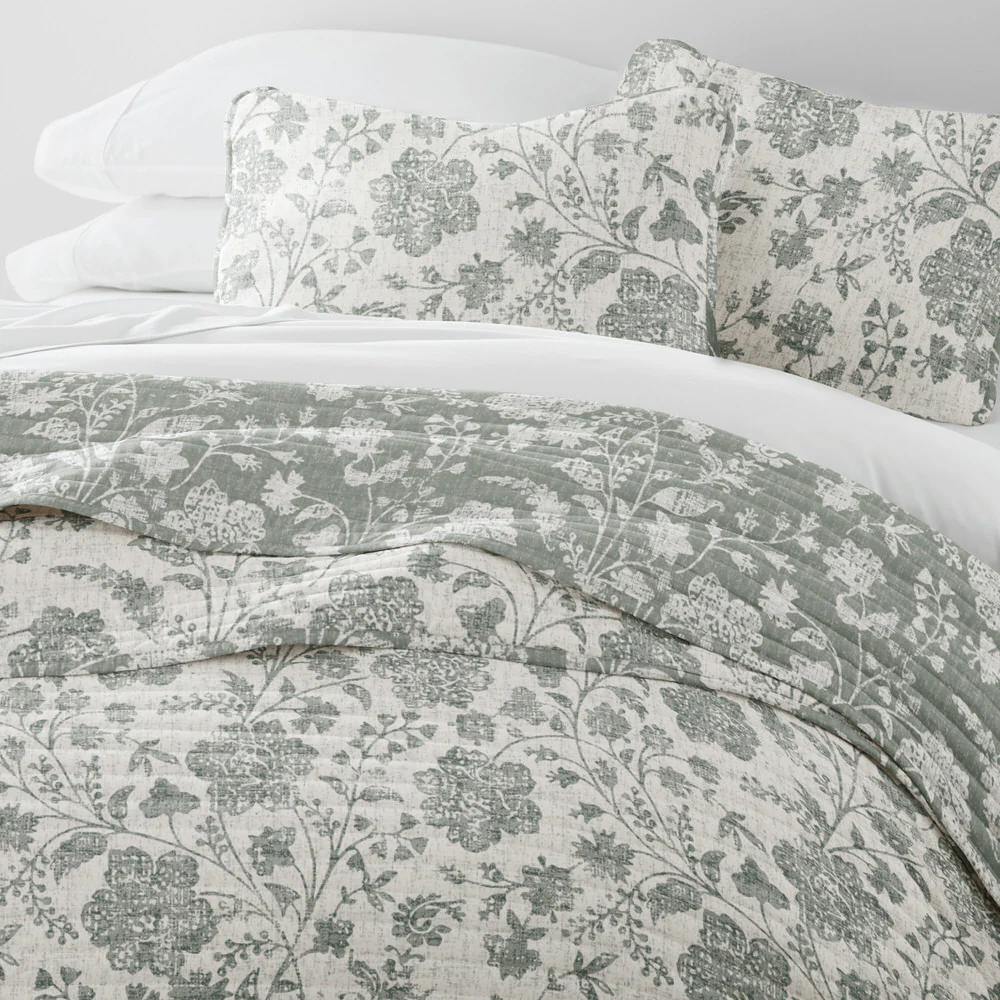Textured Floral Reversible Quilted Coverlet Set - Image 16