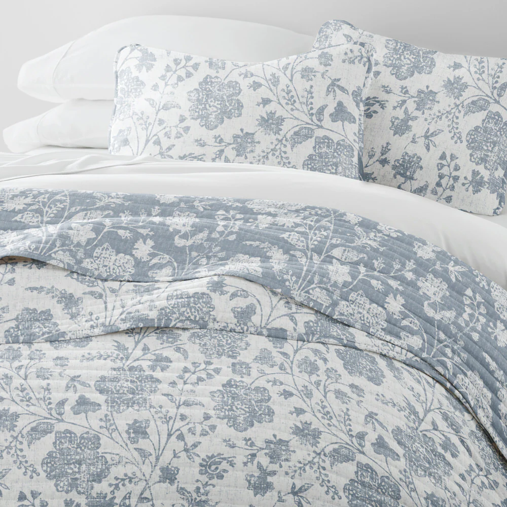 Textured Floral Reversible Quilted Coverlet Set - Image 17