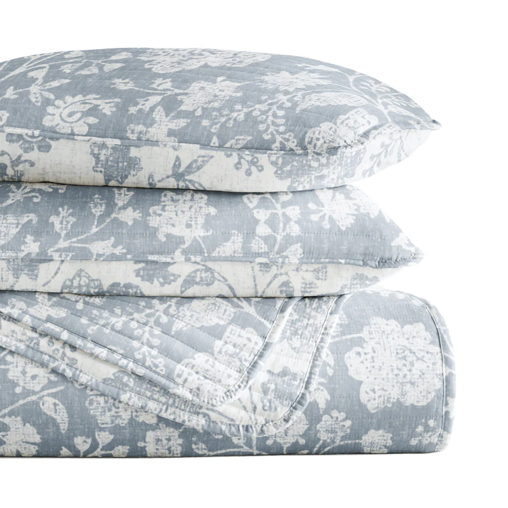 Textured Floral Reversible Quilted Coverlet Set - Image 20