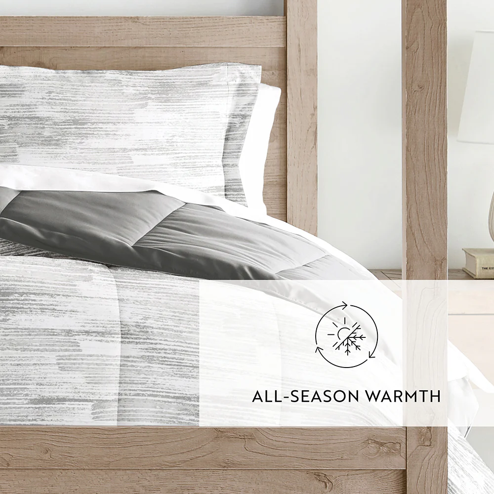 Textured Stripe Reversible Down-Alternative Comforter Set - Image 10