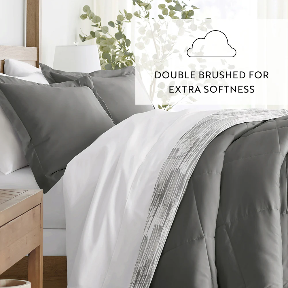 Textured Stripe Reversible Down-Alternative Comforter Set - Image 11