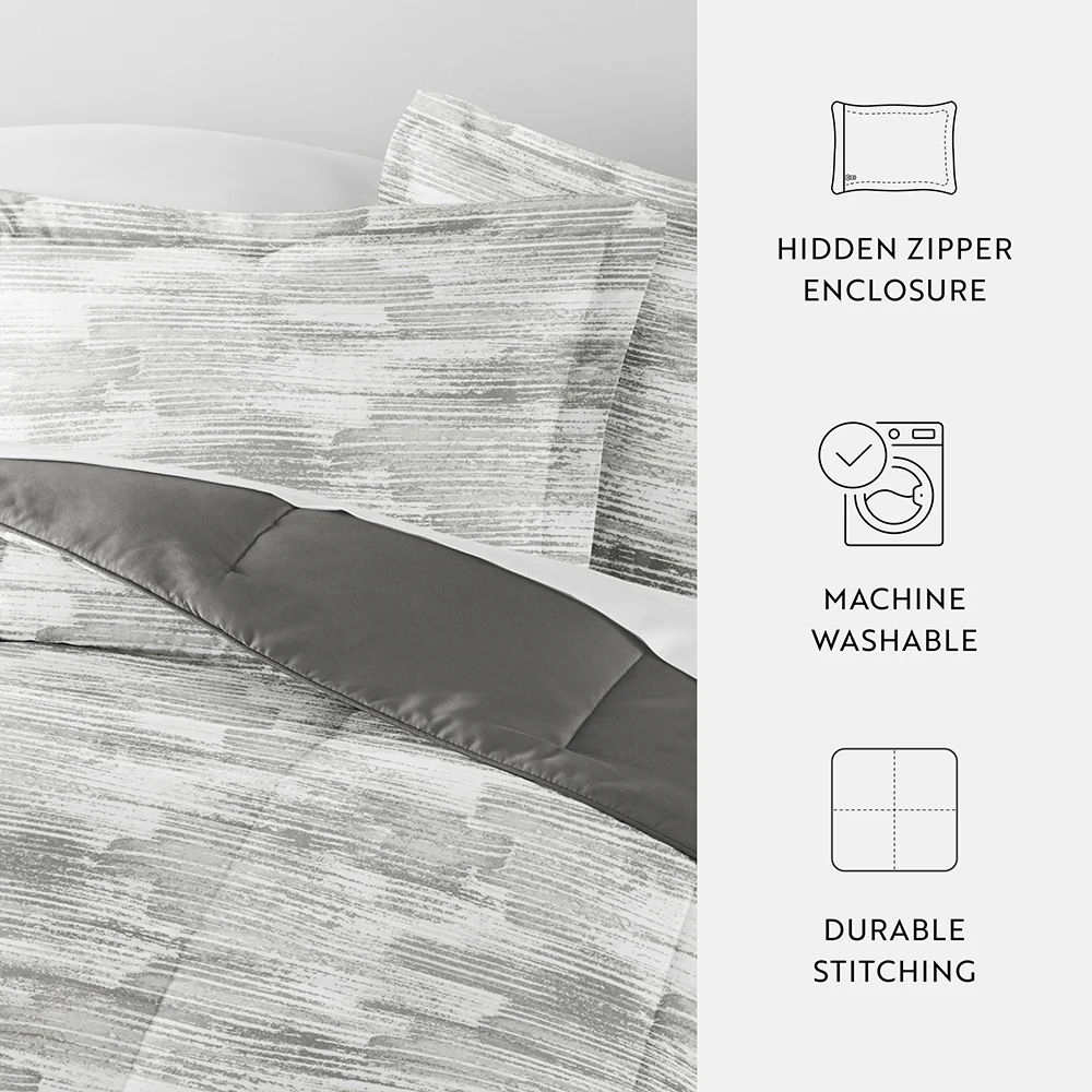 Textured Stripe Reversible Down-Alternative Comforter Set - Image 13