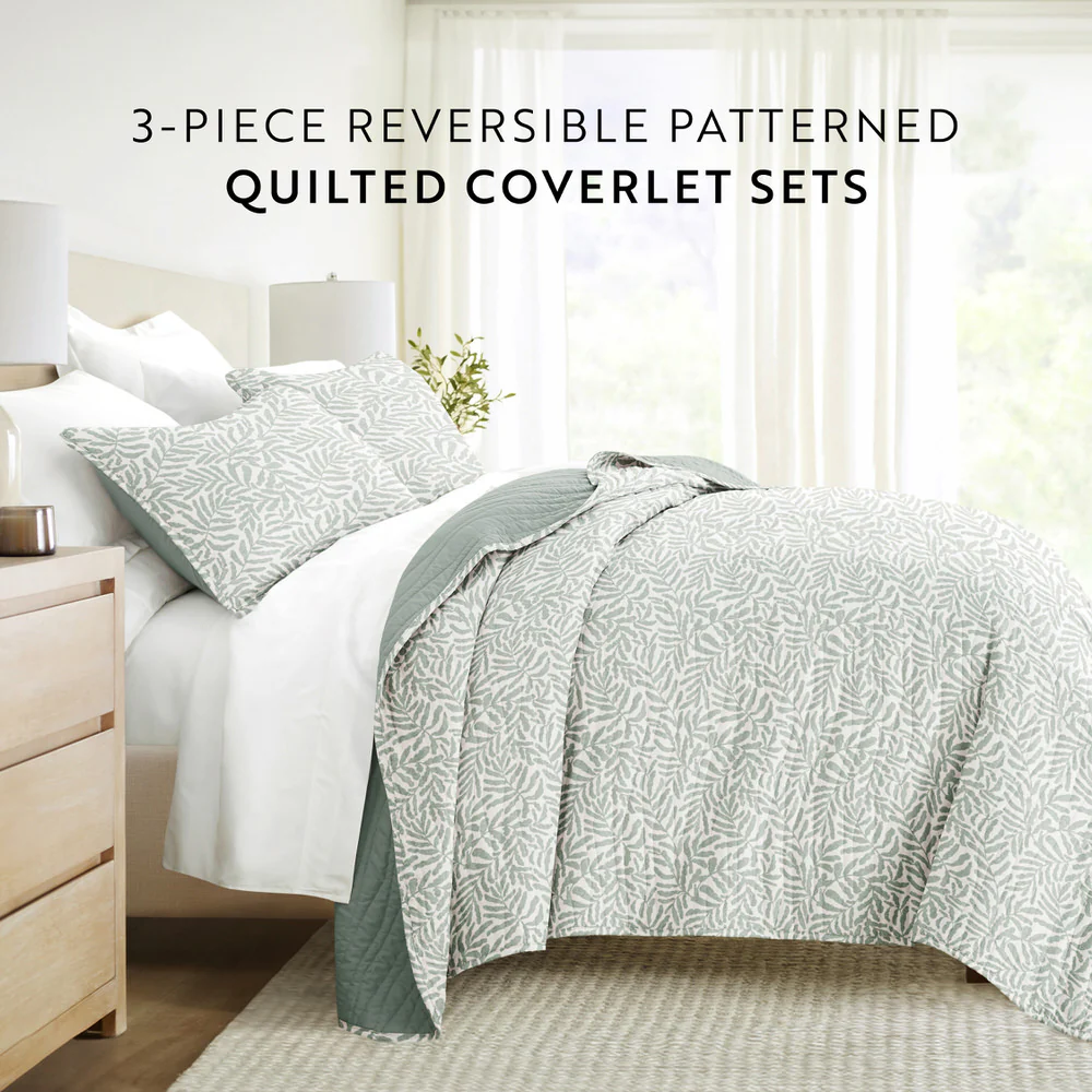 Tossed Ferns Reversible Quilted Coverlet Set - Image 13